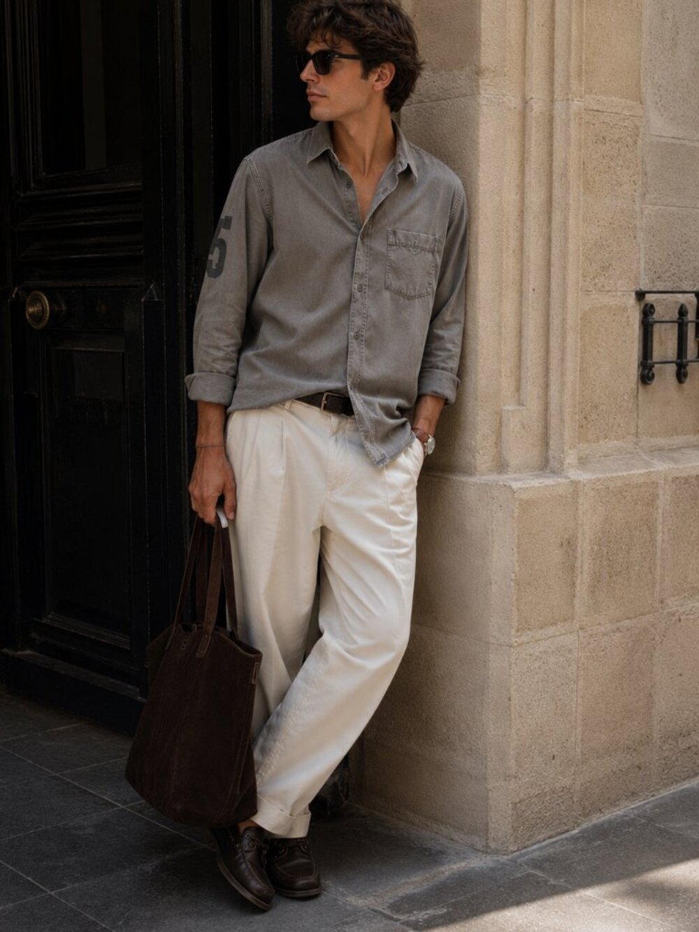 James Perse Gray Minimalist Button Up Shirt NWT Size 1